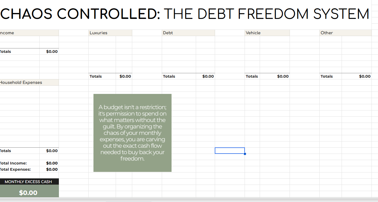 Chaos Controlled: Google Sheets Debt Snowball & Avalanche Template | Monthly Budget Planner & Payoff Tracker